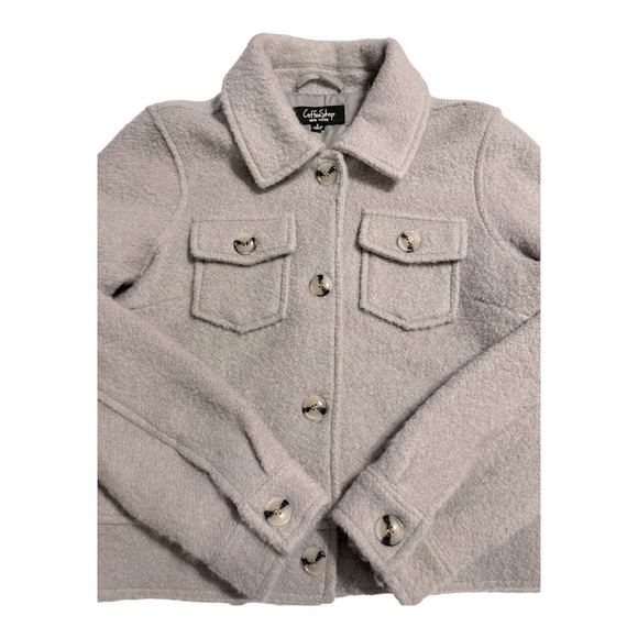 Junior's Coffee Shop Faux Wool Trucker Jacket size S - Picture 6 of 13